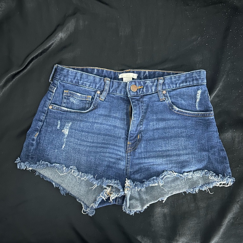 H&M Blue Frayed Jean Shorts